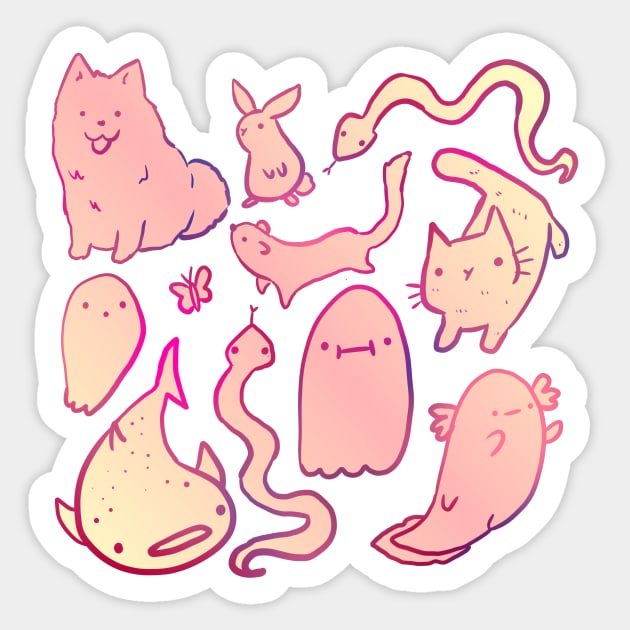 Cute animals in pink Sticker by Mayarart